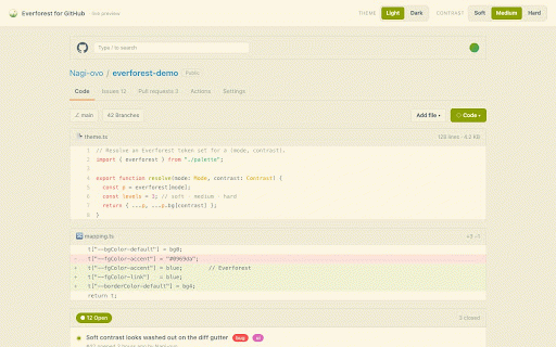 Komorebi :: A calm Everforest color theme for the web, in matching light and dark — softer, consistent colors that are easier on the eyes.