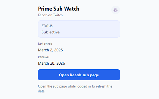 Keeoh Prime Reminder :: A browser extension to remind you to use your Amazon Prime subscription on Twitch.