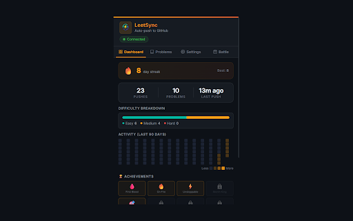 LeetSync - Auto Push LeetCode to GitHub :: Auto-push accepted LeetCode solutions to GitHub with themes, achievements, battle mode & showcase cards