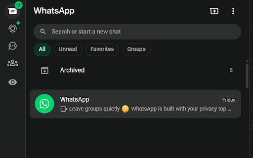 WhatsApp Focus - Hide Chat List :: Hides the chat list in WhatsApp Web to focus on the current conversation