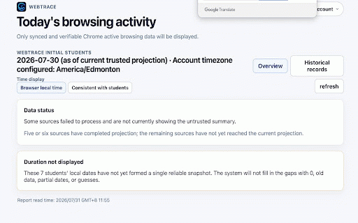WebTrace :: Transparent, local-first Chrome browsing activity recording for family reflection.