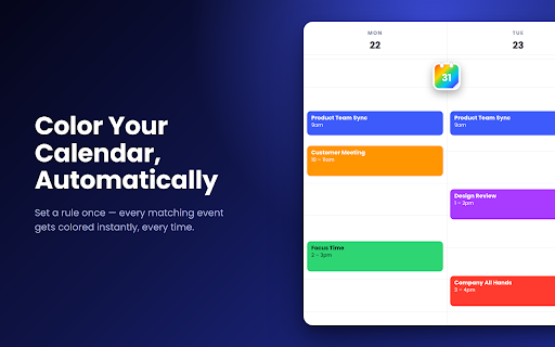 Calendar Color Rules :: Automatic coloring rules, manual overrides, and full color bars for Google Calendar.