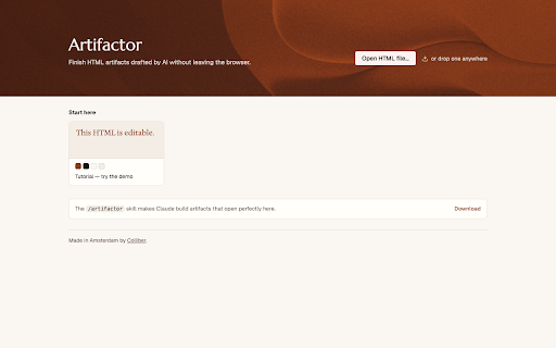 Artifactor: Visual HTML Editor :: Visual editor for AI-generated HTML artifacts. Edit text and styling, add or remove elements, present fullscreen and print to PDF.