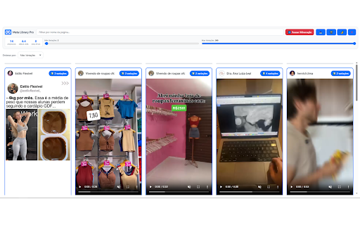 Meta Ad Library Pro :: Coleta, agrupa e ordena anúncios por número de variações na biblioteca do Meta