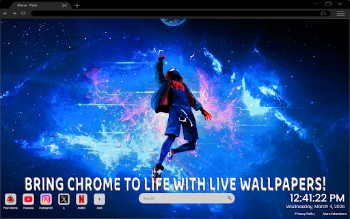 Spider-Man Miles Lost in Space Live Wallpaper :: One of the most epic superhero space live wallpapers for Chrome featuring Spider-Man Miles Morales lost in space.