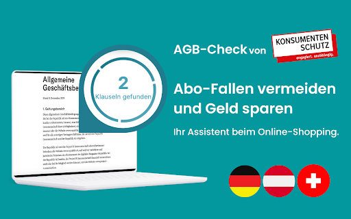 AGB-Check von Stiftung für Konsumentenschutz :: Der AGB Check erkennt automatisch AGB und identifiziert einige wichtige Klauseln für Dich.