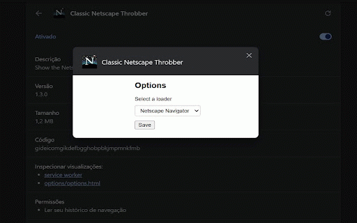 Classic Netscape Throbber :: Show the Netscape Navigator or Internet Explorer loading animation in Chrome