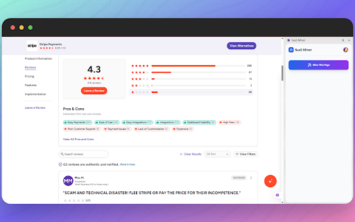 SaaS Miner - Reddit & G2 AI Scraper for Business Ideas :: Mine SaaS ideas from any page with one click.