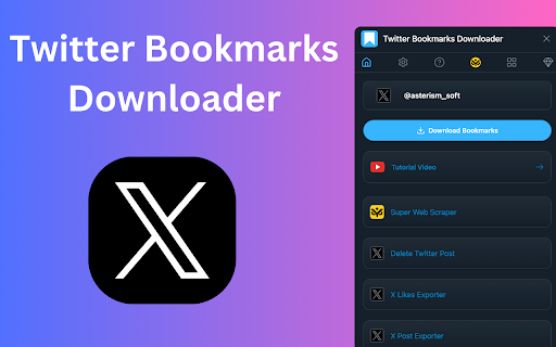 Twitter Bookmarks Downloader - Export X Bookmarks :: Twitter Bookmarks Downloader - Export X bookmarks to CSV, JSON, or XLSX with one click. Backup, save offline, or share easily.