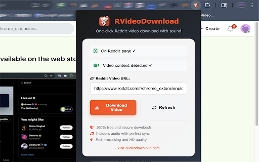 RVideoDownload - Reddit Video & Sound Downloader :: Download Reddit videos in one click with audio. Supports all Reddit video formats.