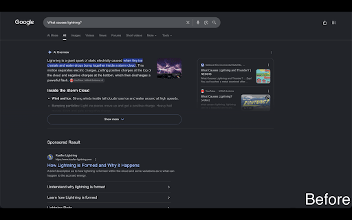 AI Away — Block AI Overviews & Chatbots :: Removes AI Overview boxes, AI chatbot widgets, and Copilot answers from web pages.