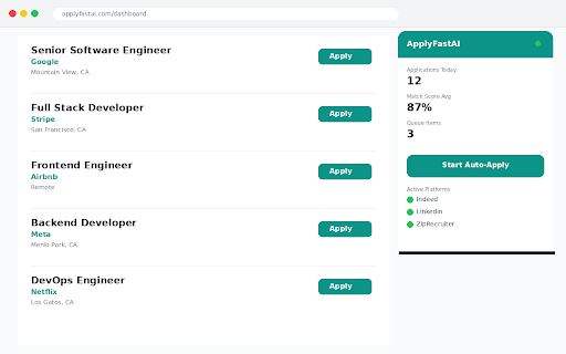 ApplyFastAI — Auto Apply to Jobs :: Automatically apply to jobs on your favorite job boards from your own browser.