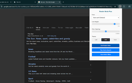 Reader Mode Plus :: Clean reader overlay with font, spacing, themes, TTS, and one-click save.
