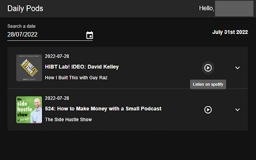Daily Pods :: Search for podcasts that you follow on spotify.