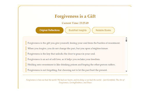 Forgiveness is a Gift :: A extension offering 100 quotes on forgiveness, categorized into Original Reflections