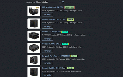 PSU Tier Badges (PCPartPicker & Tweakers) :: Show SPL's PSU Tier List ratings as badges on PCPartPicker and Tweakers, with match-confidence and details.