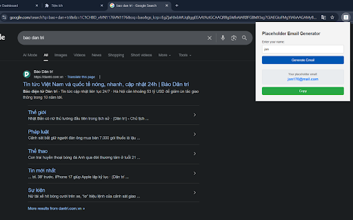 Placeholder Email Generator :: Generates a creative, placeholder email address based on a user's name, like gamerx666@mail.com.