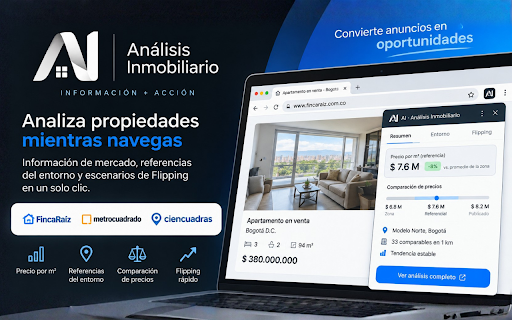 AI · Análisis Inmobiliario :: Analiza inmuebles en FincaRaíz, Metrocuadrado y Ciencuadras con referencia AI por entorno y Flipping rápido.