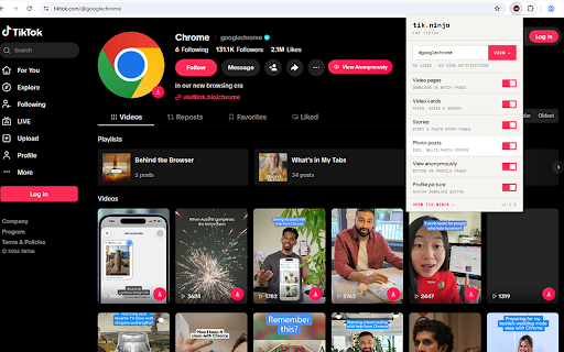 Tik.Ninja for TikTok :: View TikTok profiles, stories and videos anonymously via Tik.Ninja, plus one-click download buttons across TikTok.