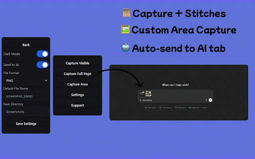 AI Stitchsnap :: Capture webpages & background tabs send screenshots to AI.
