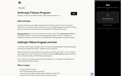 Pave :: Click on any job posting. Get a tailored cover letter. Download as PDF. No login required.