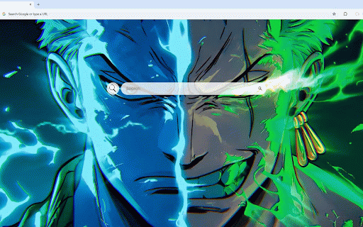 Roronoa Zoro Split Face Live Wallpaper :: Zoro's split face radiates blue and green energy, revealing his dual fighting spirit.