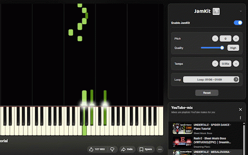 JamKit - Musician's Toolbox for YouTube :: The ultimate musician's toolbox for YouTube. Control pitch, tempo, and create A/B loops with ease.
