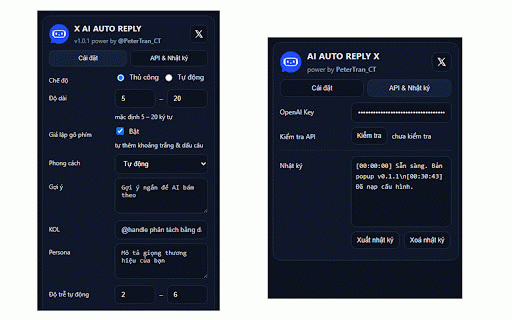 X AI Auto Reply :: AI powered auto reply generator for X (Twitter). Author: PeterTran_CT