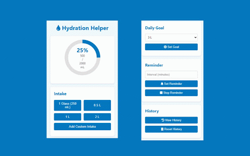 Hydration Helper :: Track your daily water intake and get reminders to stay hydrated.