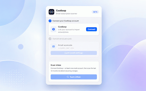 Costloop – Email Scanner :: Scan Gmail to auto-detect and import subscriptions into Costloop