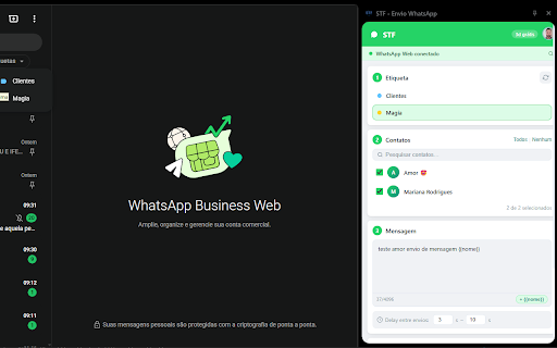 STF - Envio WhatsApp :: Envio automatizado e personalizado de mensagens e imagens no WhatsApp Web, por etiquetas ou lista de números.