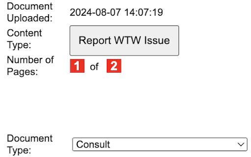 WTW Document Feedback :: Let WTW know if there is an issue with the document they processed