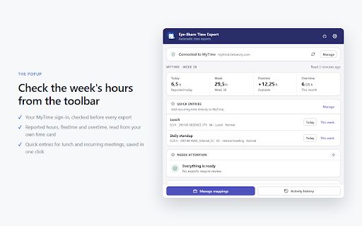 Eye-Share Time Export :: Saves verified ServiceNow Time Worked records to your MyTime time card.