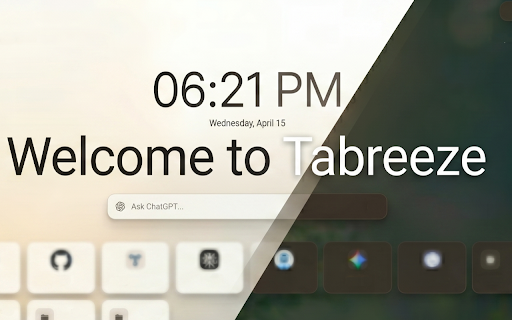 Tabreeze :: A beautiful productivity dashboard for your new tab page with bookmarks, tasks, calendar, and weather.