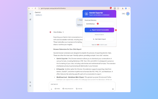 Gemini to Obsidian :: Bulk Export Gemini conversations to Markdown files with one click