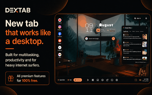 Dextab — Desktop New Tab :: A powerful desktop new tab with live wallpapers, shortcuts, widgets and cloud sync.