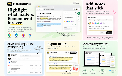 Highlight Notes :: Highlight webpages, add notes, export PDFs, and sync your library across devices with Highlight Notes.