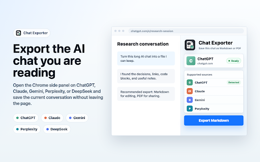 Chat Exporter :: Export AI chat conversations to Markdown and PDF.