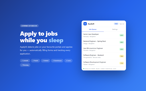 ApplyAI — Auto Apply :: Auto-apply to jobs on LinkedIn, Naukri, Indeed and more. Syncs with your ApplyAI profile.