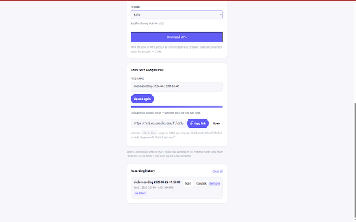 OBSB — screen recorder & shareable links :: Record screen, mic, and camera. Save as WebM or upload to Google Drive and copy a share link.