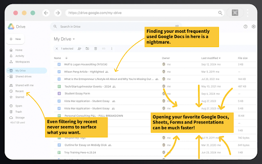 Quick Drive for Google Docs :: Instant access to your most used Google Docs.