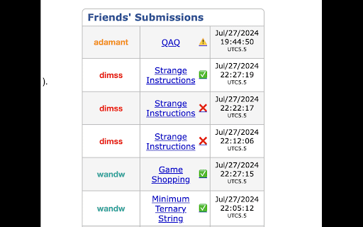 StalkForces :: Get status of your friends' recent submissions on codeforces