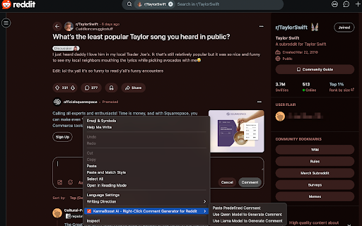 KarmaBoost AI - Right-Click Comment Generator for Reddit :: Instantly generate authentic English comments on Reddit with AI - right-click to boost your karma