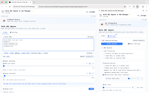 Bulk URL Opener & Tab Manager ✨ :: Open and manage multiple URLs in browser tabs with ease. Bulk URL Opener helps you launch and clean up tabs instantly.