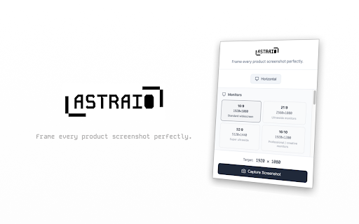 Astraio - Screenshot Capture :: Resize browser window to specific aspect ratio and capture screenshot with device presets.