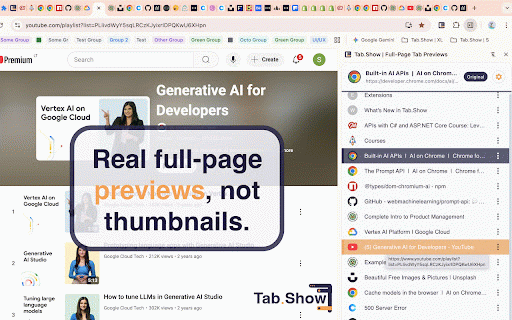 Tab.Show | Full-Page Tab Previews :: Full-page tab previews on hover, right from a side panel - so you can manage dozens of tabs without losing focus.