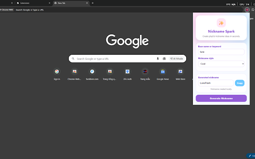 Nickname Spark :: Generate fun nickname ideas locally in the browser.