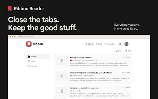 Ribbon :: Save the current tab to your Ribbon reading list.