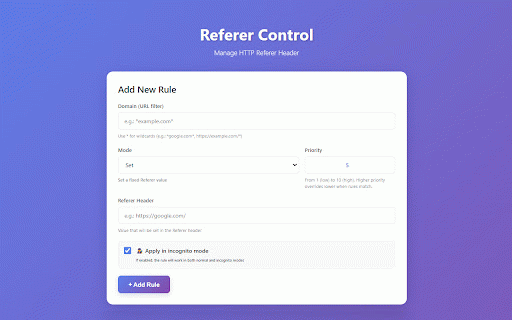 Referer Control :: Управление HTTP заголовком Referer для различных доменов