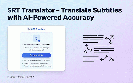 SRT Translator :: Fast, accurate subtitle translation with timing preserved.